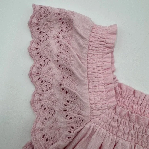 NEW Polo Ralph Lauren Top Girls 5 Pink Eyelet Embroidered Cotton Jersey Ruffle - Picture 7 of 7